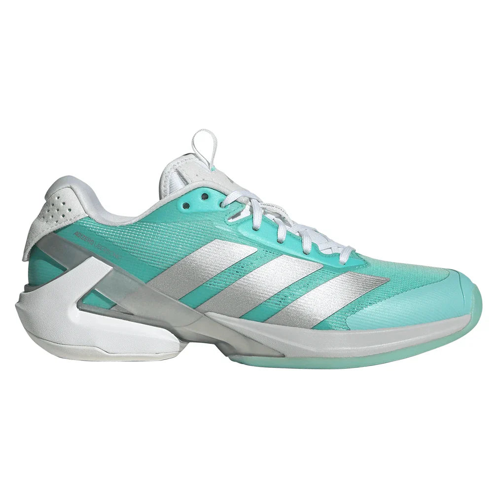 Women's Adizero Ubersonic 5 Tennis Shoes Flash Aqua and Silver Metallic