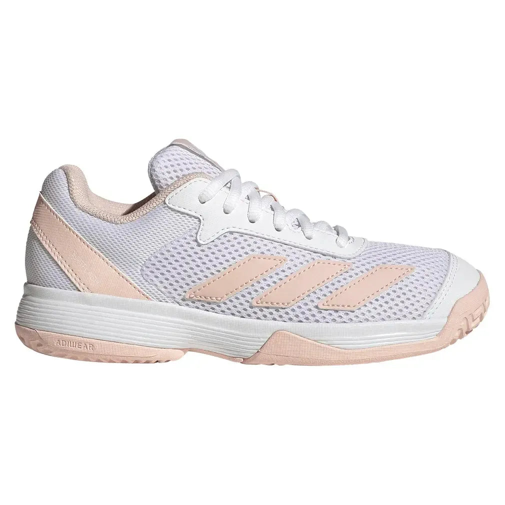 Juniors' Courtflash Tennis Shoes Core White and Wonder Quartz