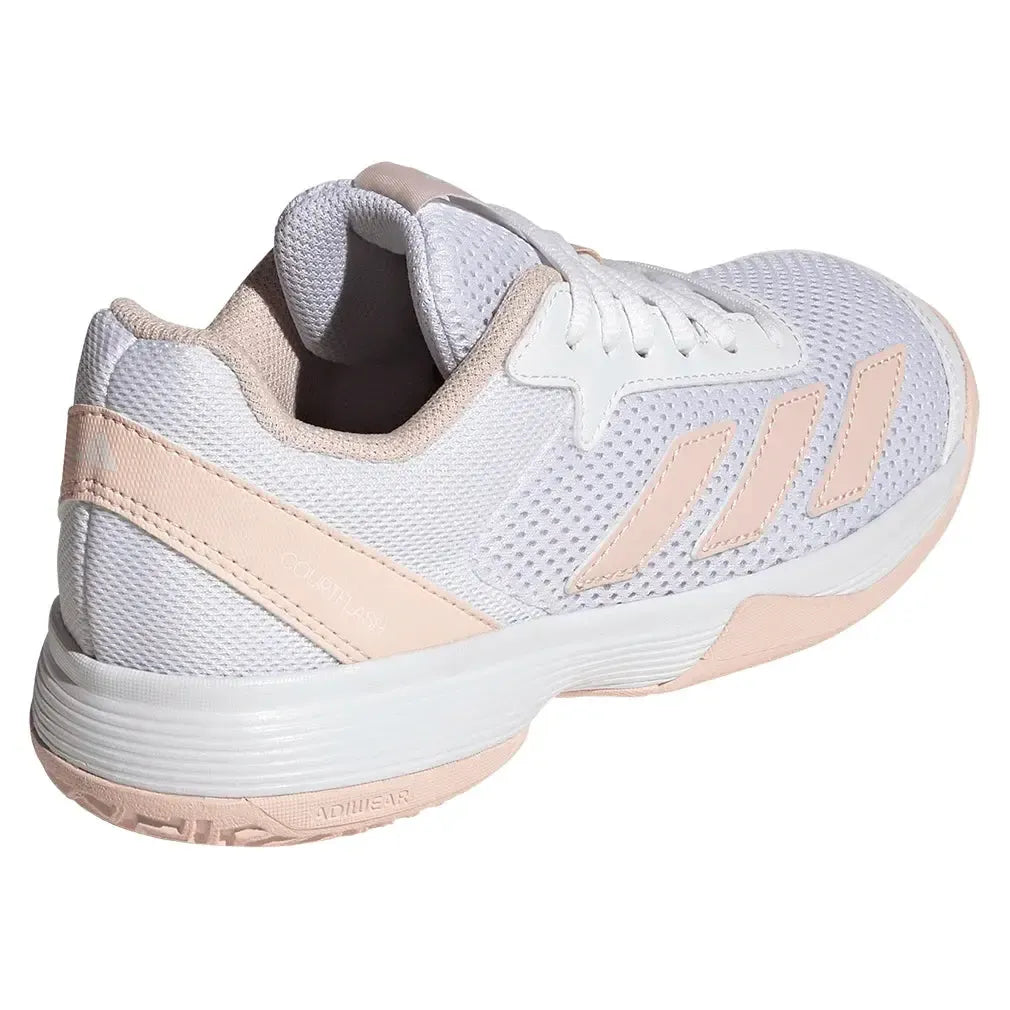 Juniors' Courtflash Tennis Shoes Core White and Wonder Quartz