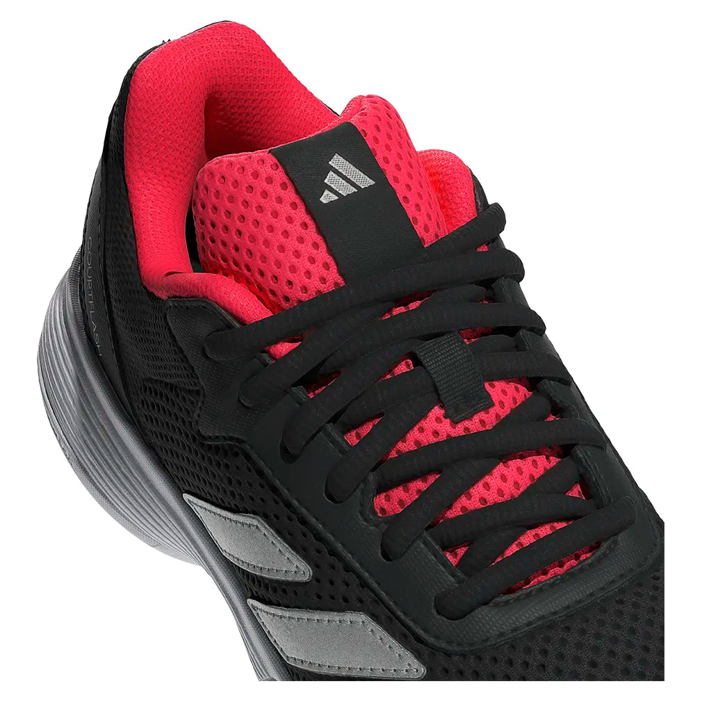 Juniors' Courtflash Tennis Shoes Core Black and Silver Metallic