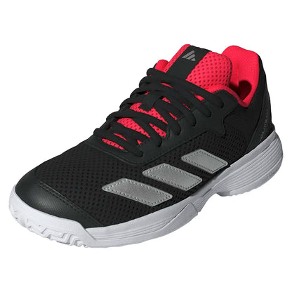 Juniors' Courtflash Tennis Shoes Core Black and Silver Metallic-Footwear-Adidas-JR4451-S26-y-Tennis Express