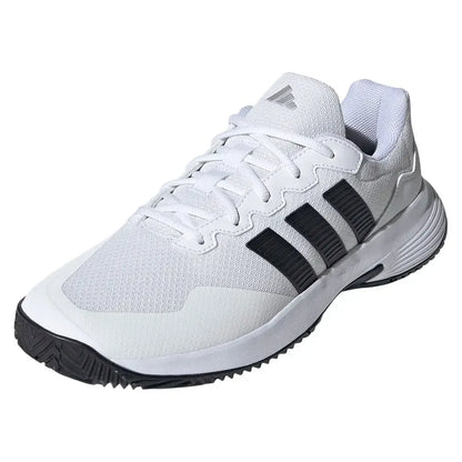 Boys' GameCourt 2 Tennis Shoes White and Core Black-Footwear-Adidas-JRKI0781-S26-Tennis Express