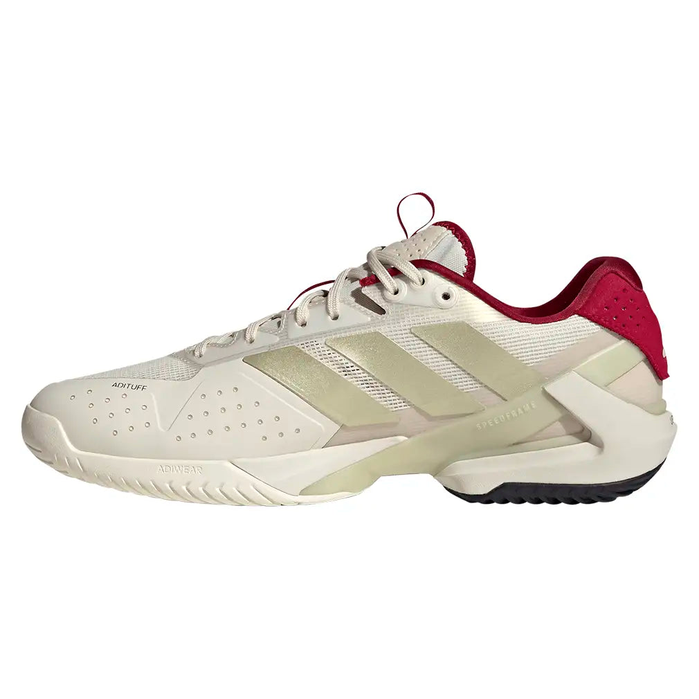 Men's Adizero Ubersonic 5 Tennis Shoes Chalk White and Ice Gold Metallic