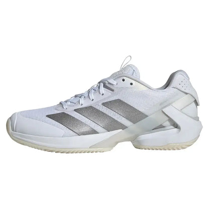 Women's adizero Ubersonic 5 Clay Tennis Shoes Footwear White and Silver Metallic