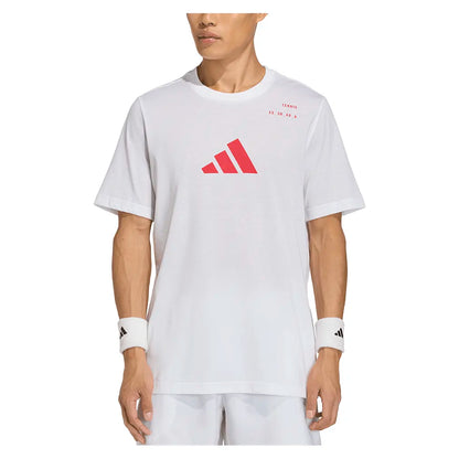 Men's Graphic Tennis Top White and Pure Ruby