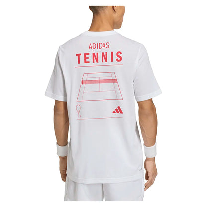 Men's Graphic Tennis Top White and Pure Ruby
