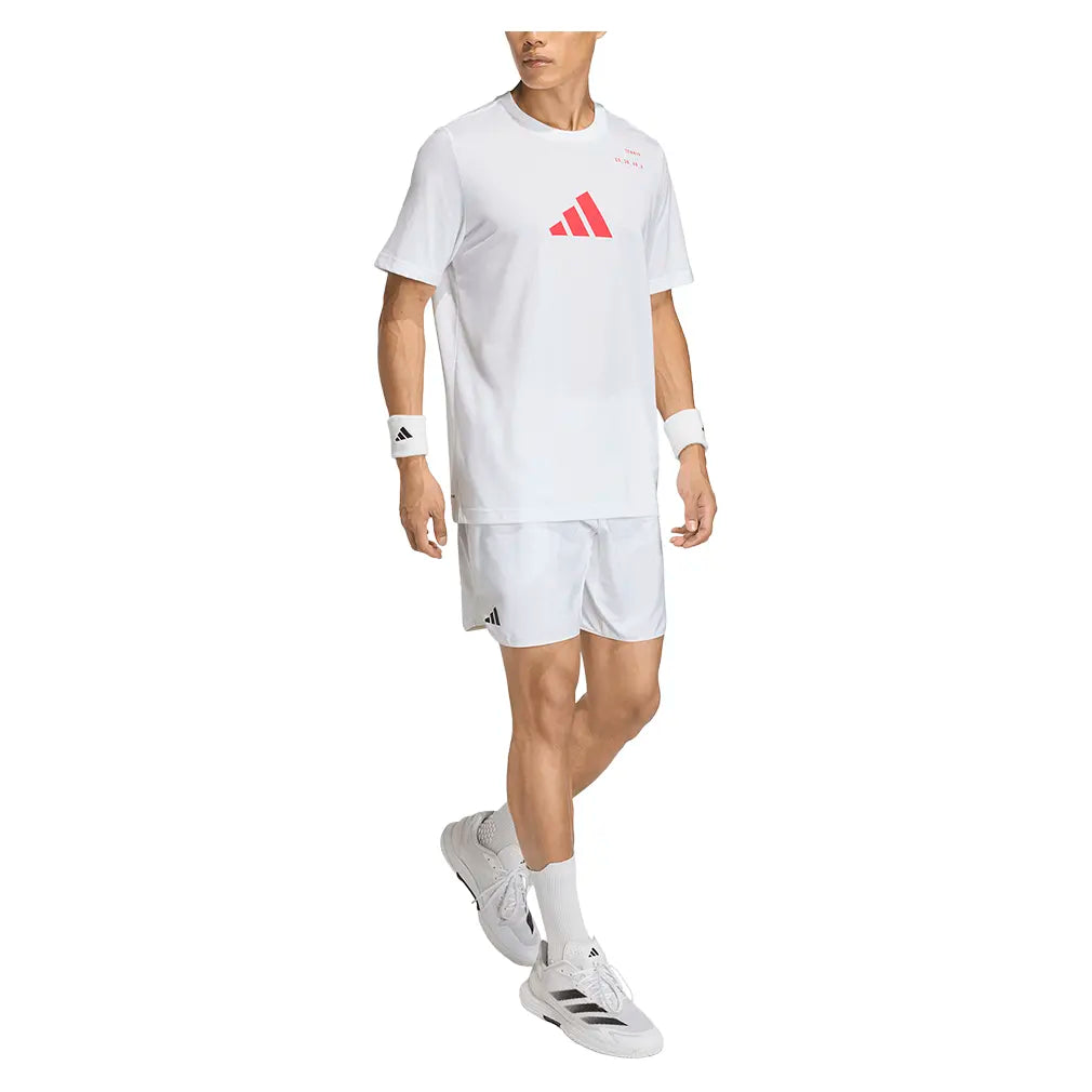 Men's Graphic Tennis Top White and Pure Ruby