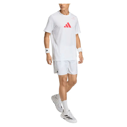 Men's Graphic Tennis Top White and Pure Ruby