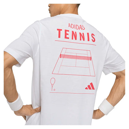 Men's Graphic Tennis Top White and Pure Ruby