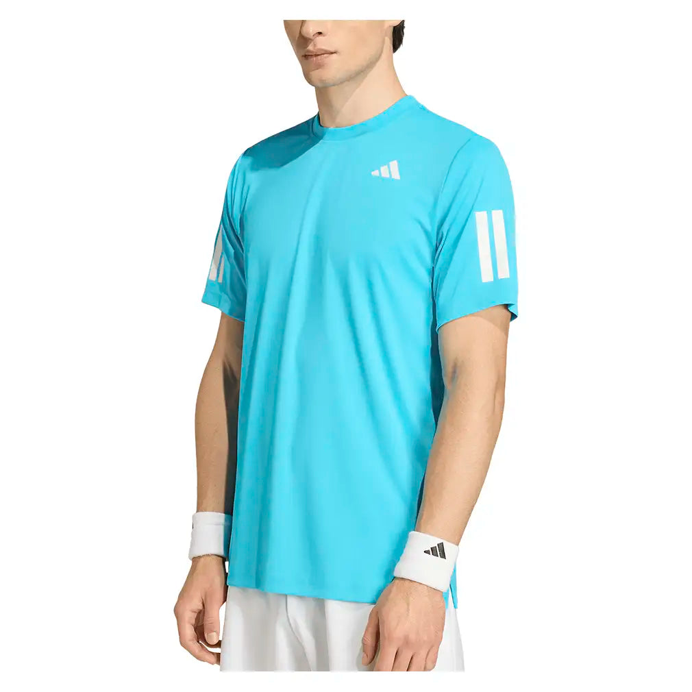 Men's Club 3 Stripe Tennis Tee Signal Cyan