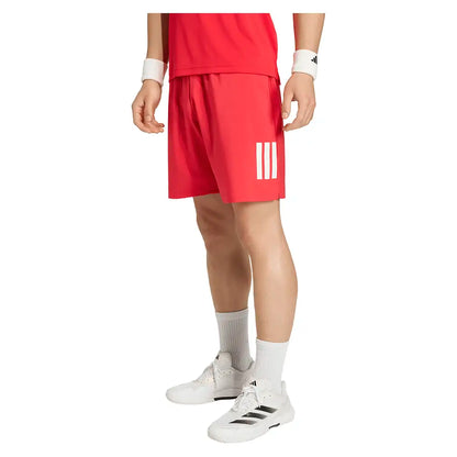 Men's Club 7 Inch 3 Stripe Tennis Shorts Pure Ruby