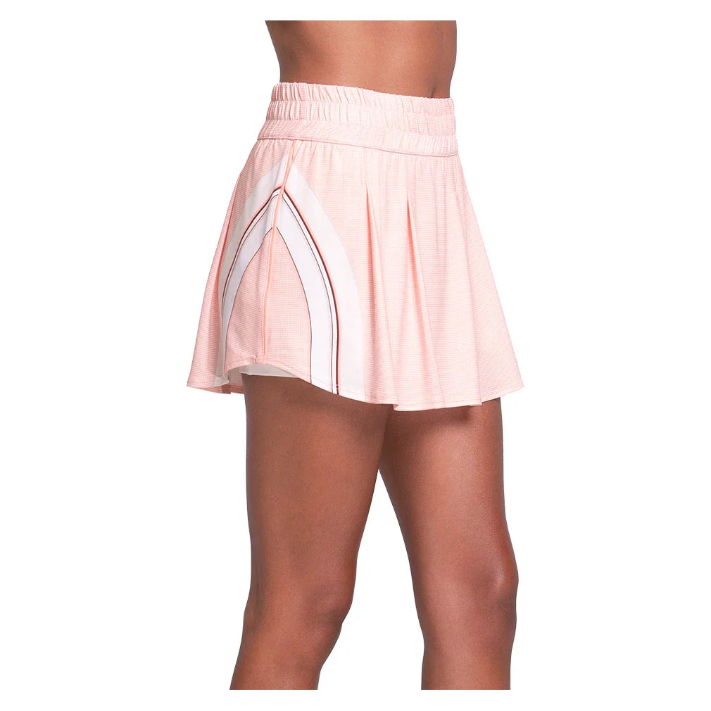 Women's Inline 14 Inch Tennis Skort White and Peach Frost