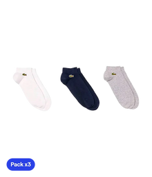 Socks Lacoste Cortos Azul/Gris/White (Pack x3)