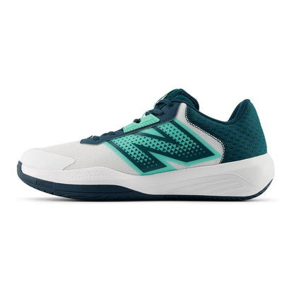 Men's 696v6 D Width Tennis Shoes White and Medusa Green