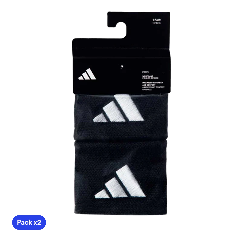 Wristband Adidas Cortas Negras Logo Grande
