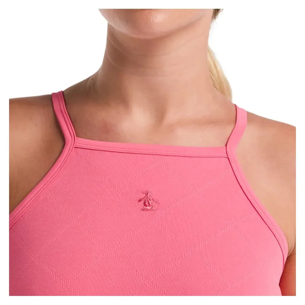 Women's Grid Jacquard Tennis Tank with Shelf Bra Camellia Rose