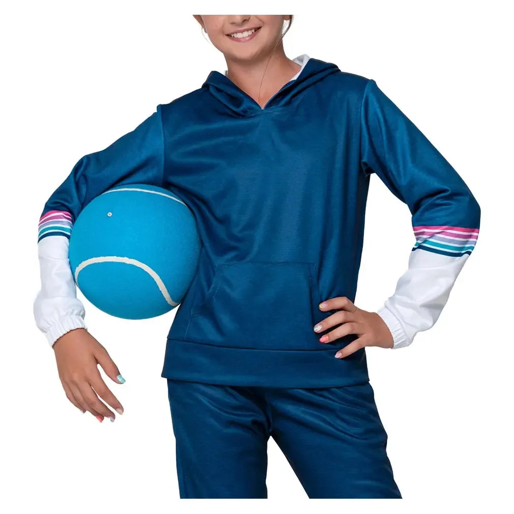 Girls' Good Vibes Fleece Tennis Hoodie Navy-Apparel-Lucky In Love-T297-31E400F25-Tennis Express