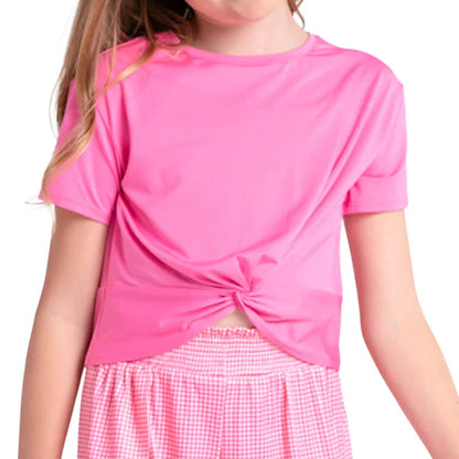 Girls' Peek-A-Bow Short Sleeve Tennis Top Taffy-Apparel-Lucky In Love-T321-695-Tennis Express