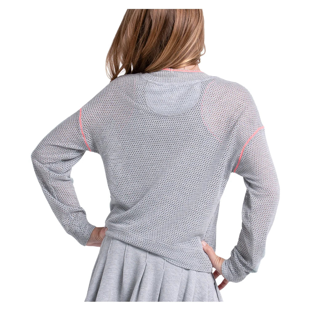 Girls' Chill Day Long Sleeve Tennis Top Heather Grey