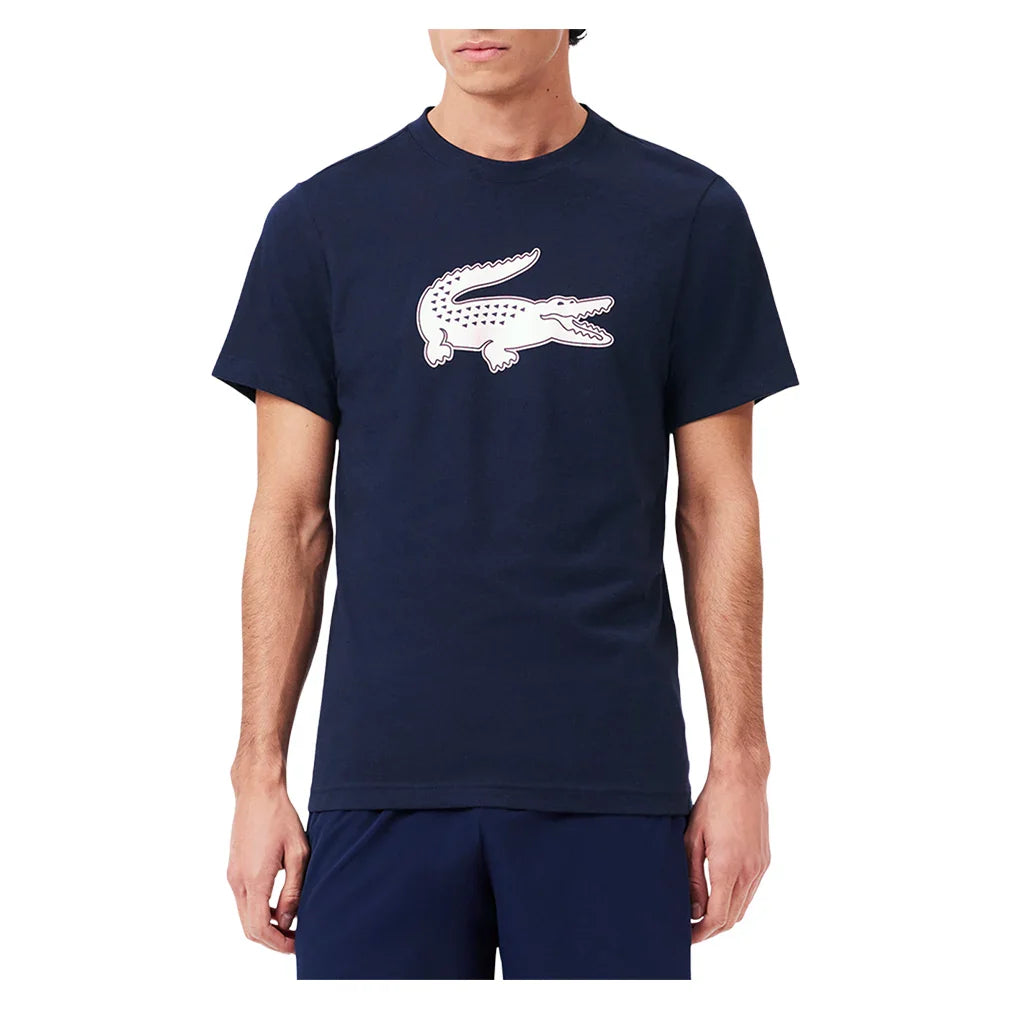 Men's Poly/Cotton Big Croc Tennis Tee-Apparel-Lacoste-TH2042-B-525-Tennis Express