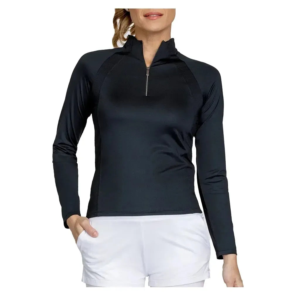 Women's Imelda Long Sleeve 3/4 Zip Tennis Top-Apparel-Tail-TX2969-B-bk-3-Tennis Express