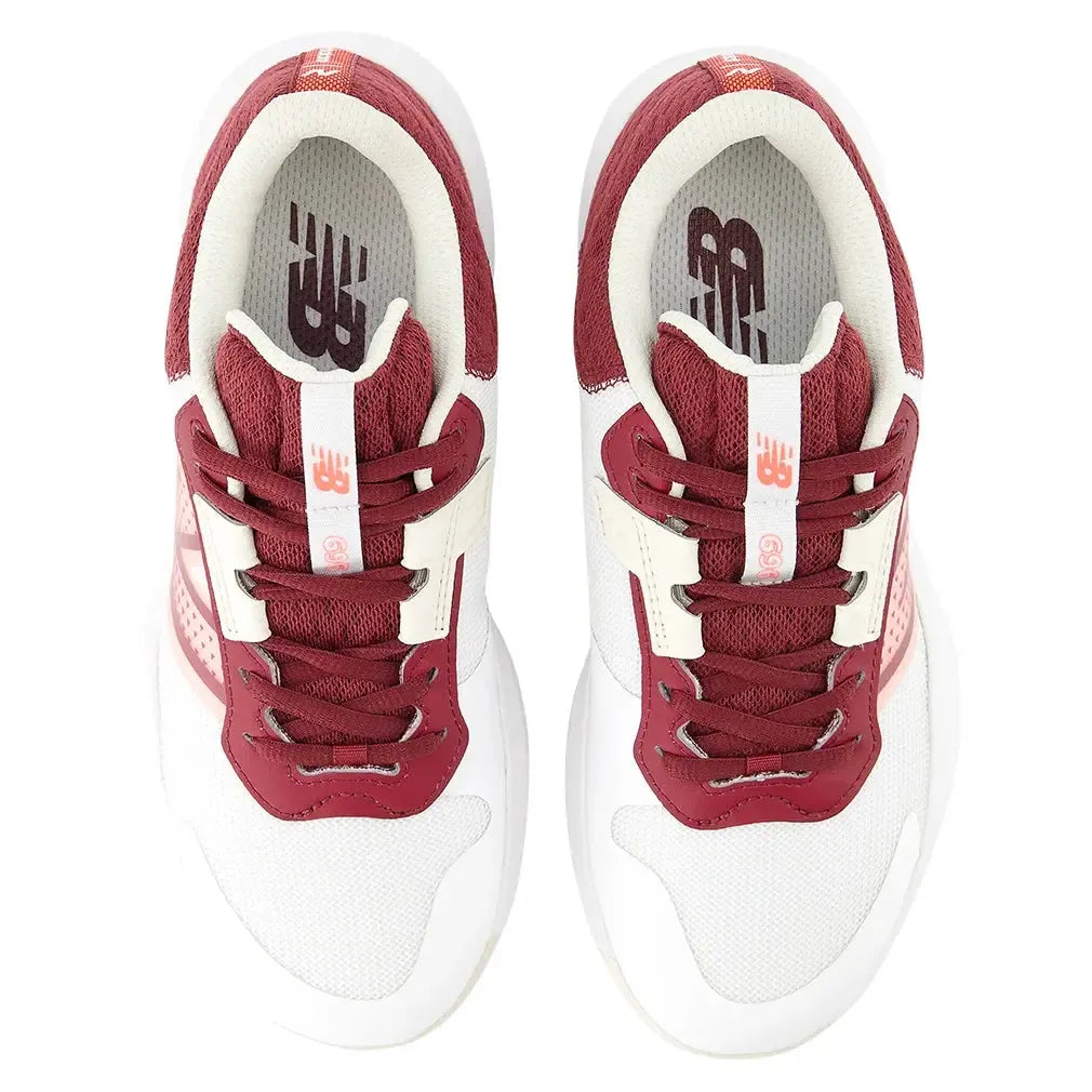 Women's 696v6 D Width Tennis Shoes White and Monarch Burgundy
