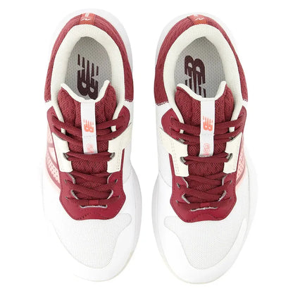 Women's 696v6 B Width Tennis Shoes White and Monarch Burgundy