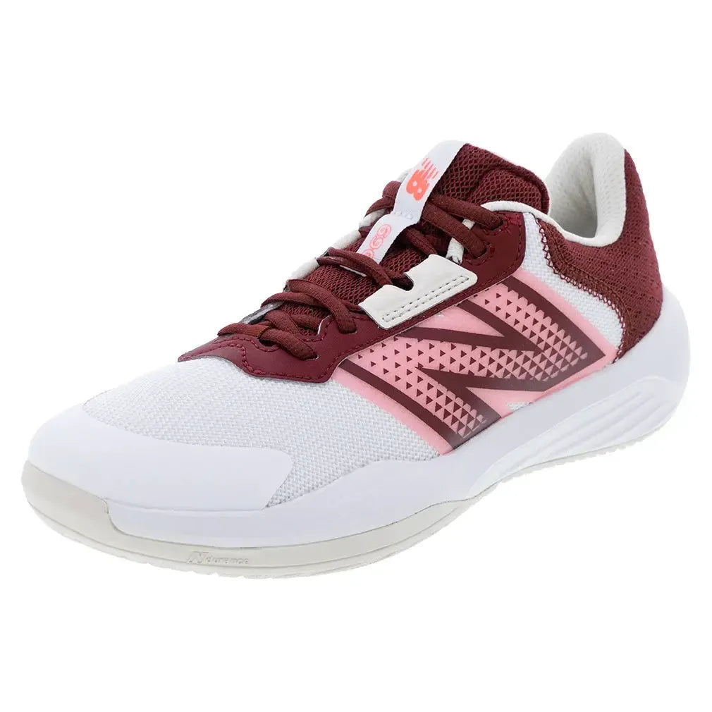 Women's 696v6 B Width Tennis Shoes White and Monarch Burgundy-Footwear-New Balance-WCH696M6B-F25copy-Tennis Express