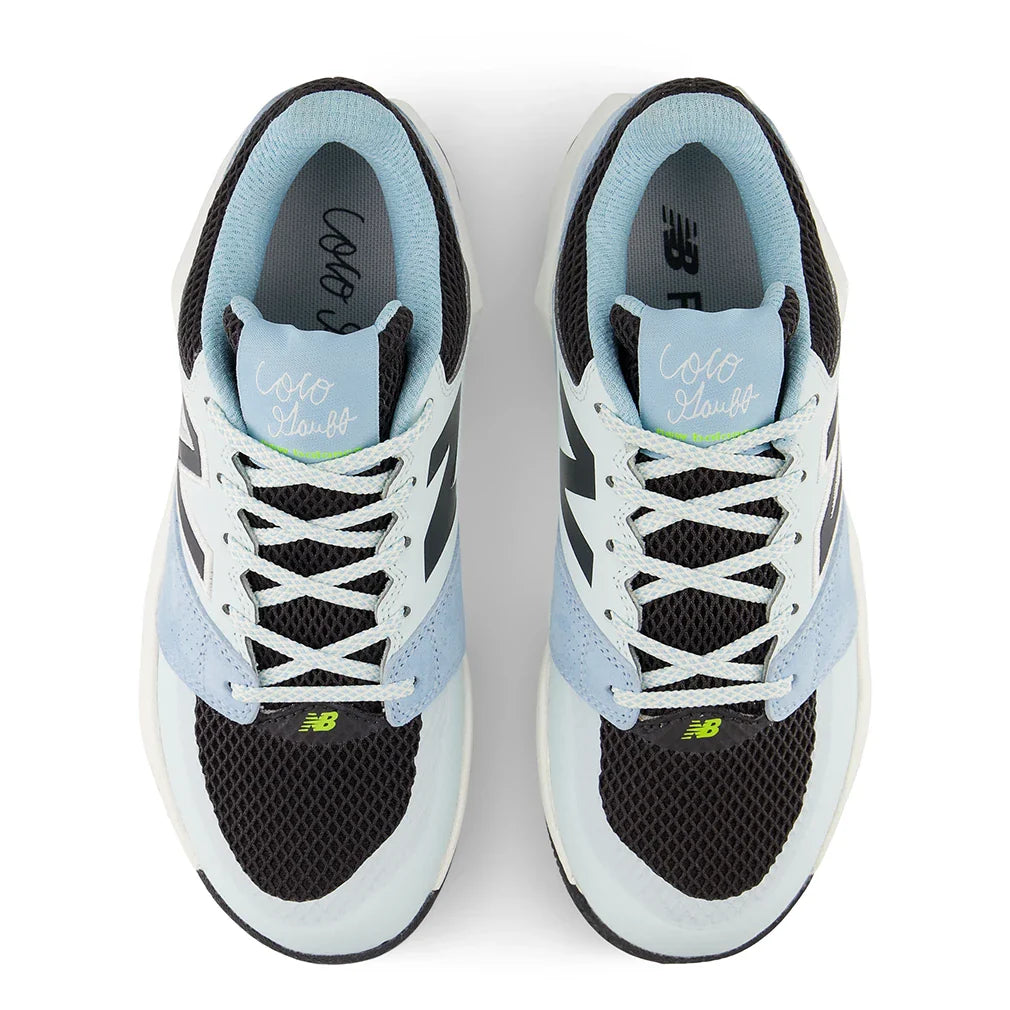 Women's Coco Delray D Width Tennis Shoes Glint Blue and Black