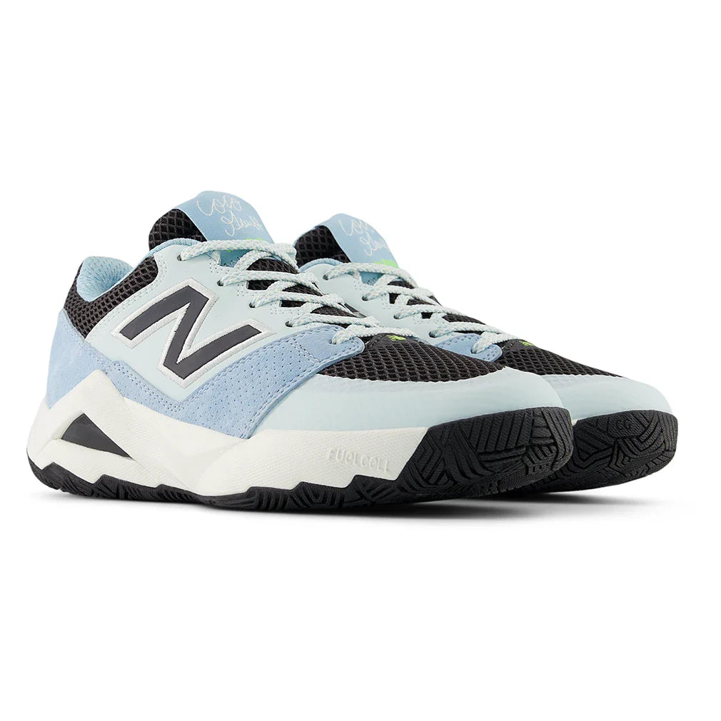 Women's Coco Delray D Width Tennis Shoes Glint Blue and Black