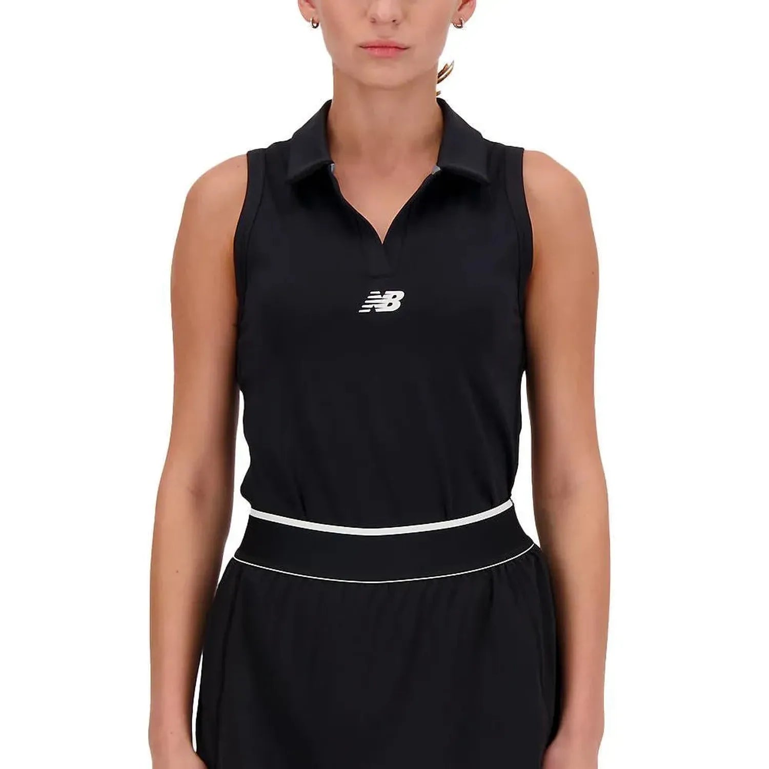 Women's Collared Tournament Tennis Tank Black-Apparel-New Balance-WT41402-BKS24-Tennis Express