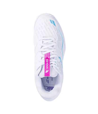 Padel Shoes Babolat Sensa Rise Mujer White/Rhodamine Red 2025