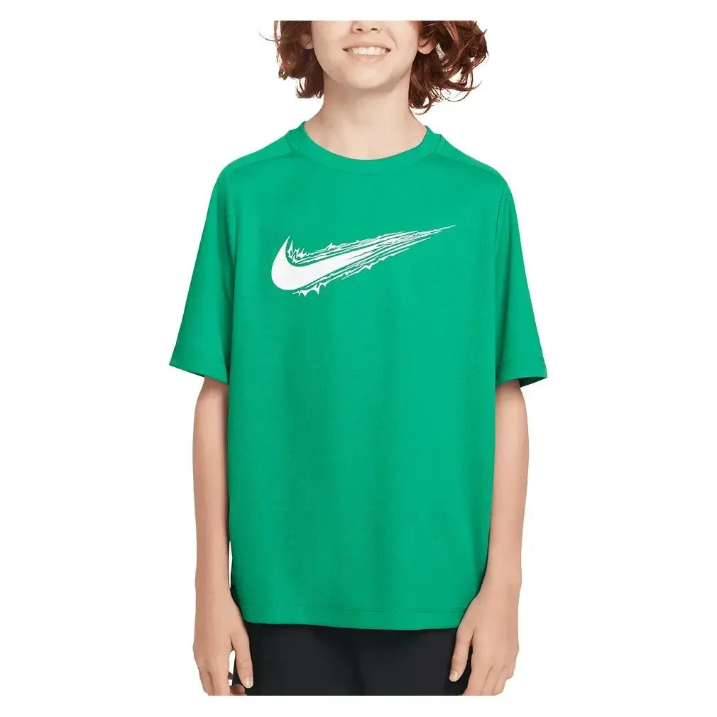 Boys' Dri - FIT Multi Short Sleeve Training Top Stadium Green and WhiteTienda Tennis