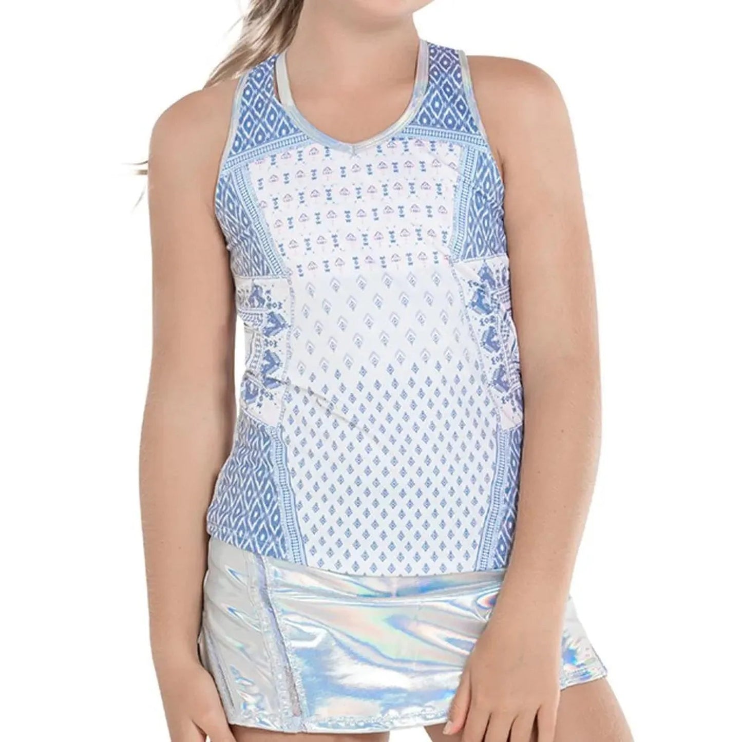 Girl's All In Ikat Tennis Tank WhiteTienda Tennis