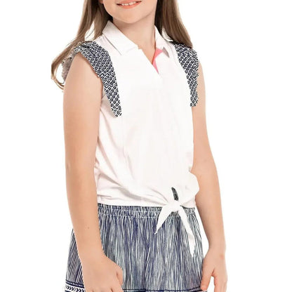 Girls' Bandelier Tie Tennis Polo WhiteTienda Tennis