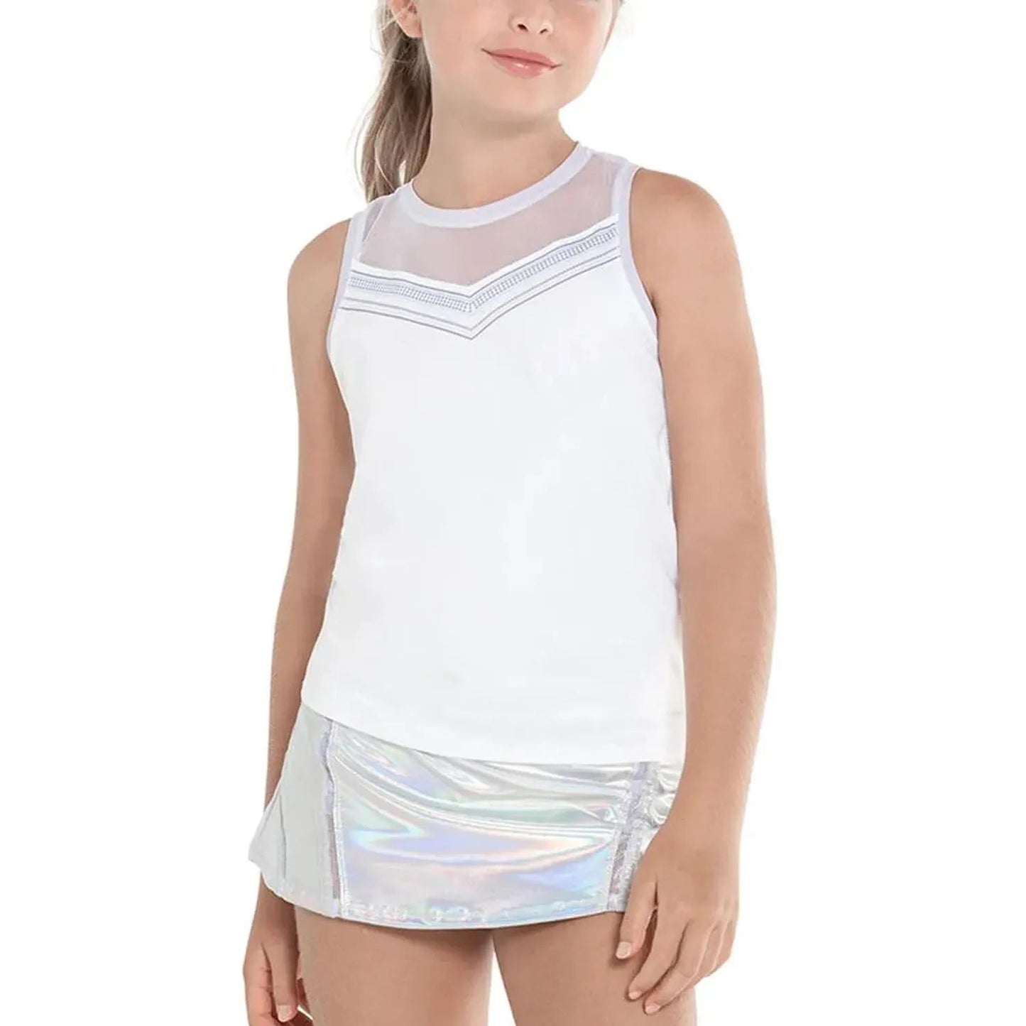 Girl's Ikat About It Tie Back Tennis Tank WhiteTienda Tennis