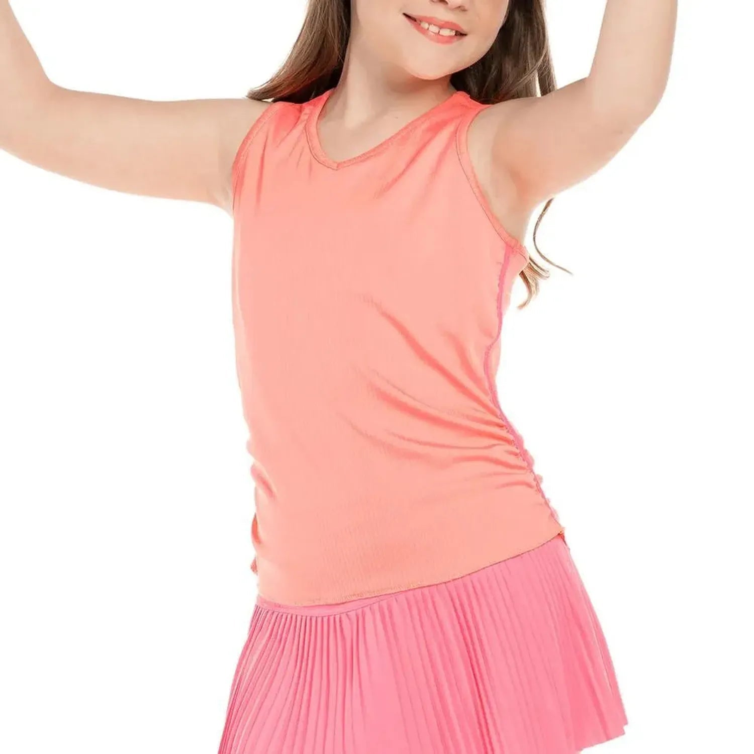 Girls' Lightweight Rib Tennis Tank FlamingoTienda Tennis