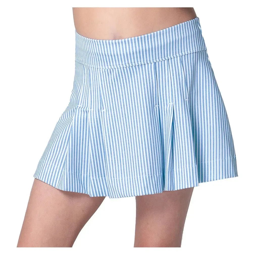 Girls' Linen Stripe Pleat Tennis Skort PeriwinkleTienda Tennis