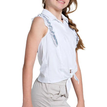 Girls' Lucky Stripe Tie Tennis Polo WhiteTienda Tennis