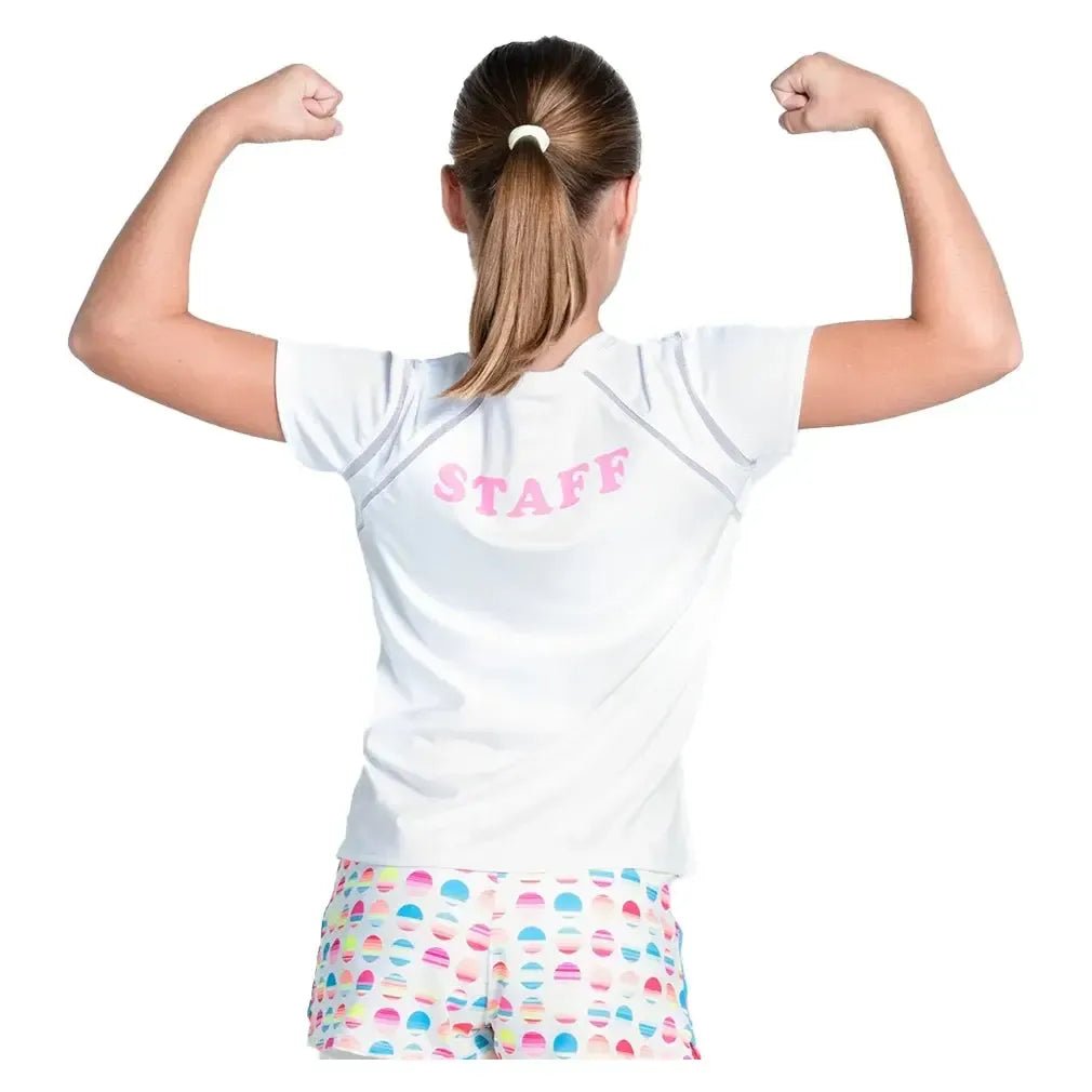 Girls' Retro Sunset Short Sleeve Tennis Top WhiteTienda Tennis