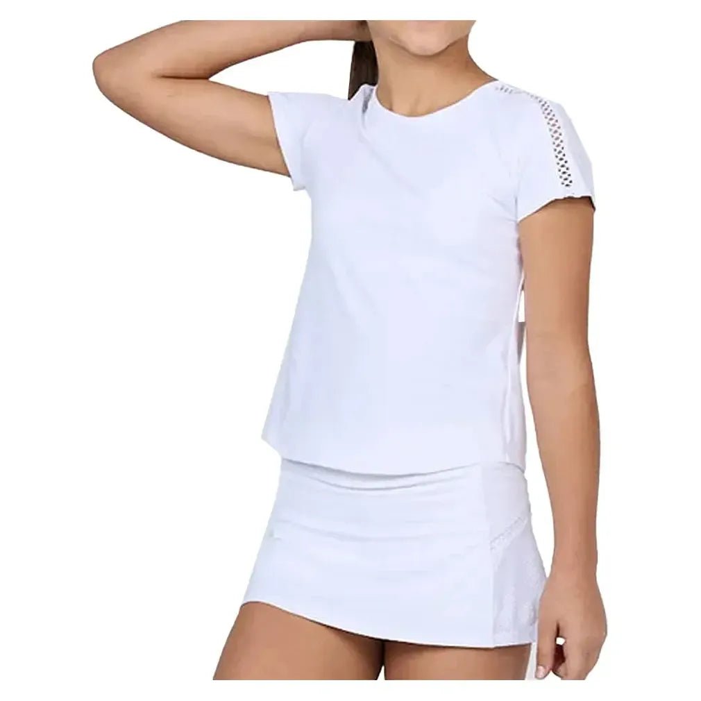 Girls' Short Sleeve Tennis Top WhiteTienda Tennis