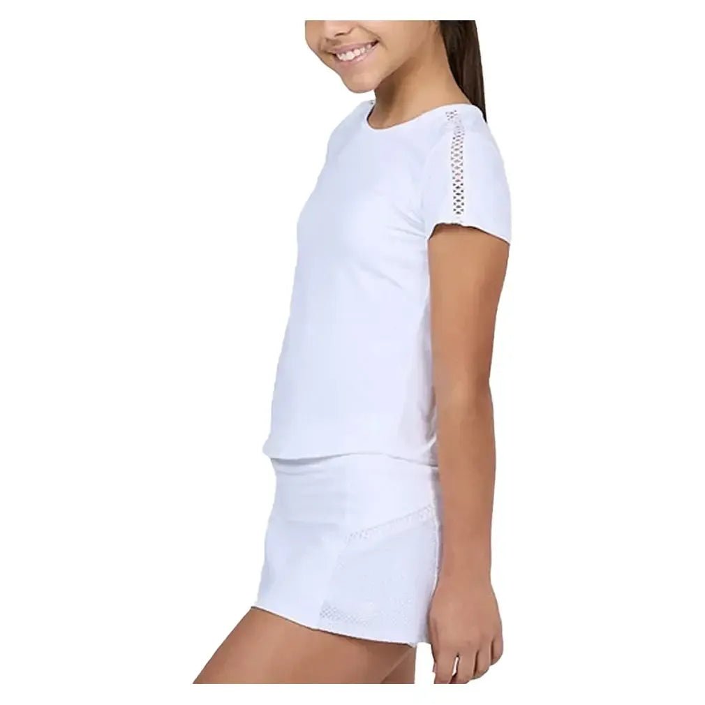 Girls' Short Sleeve Tennis Top WhiteTienda Tennis