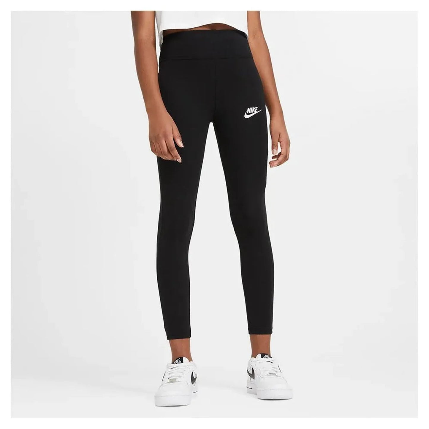 Girls' Sportswear Favorites High - Waisted Leggings Black and WhiteTienda Tennis