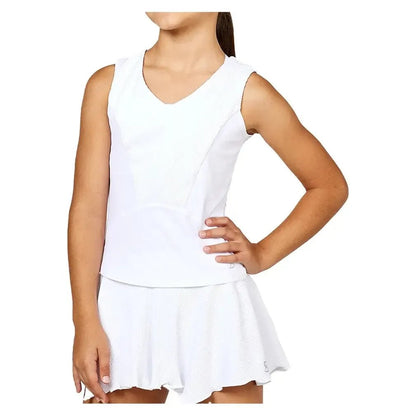 Girls' Tennis Tank White and Ripple JerseyTienda Tennis