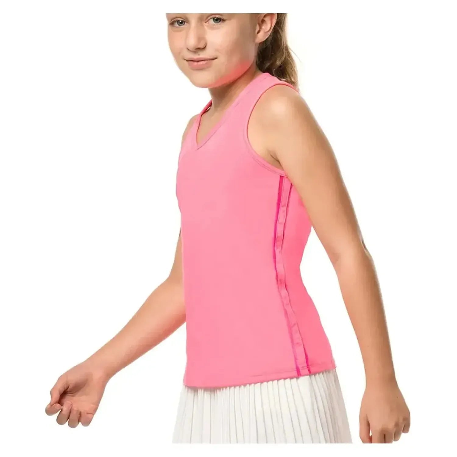 Girls' V - Neck Cutout Tennis Tank PinkTienda Tennis