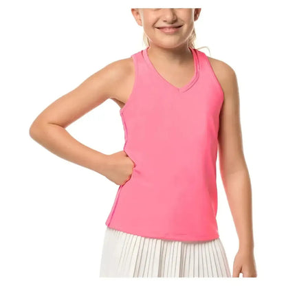 Girls' V - Neck Cutout Tennis Tank PinkTienda Tennis