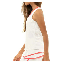 Girls' V - Neck Cutout Tennis Tank White and Coral CrushTienda Tennis
