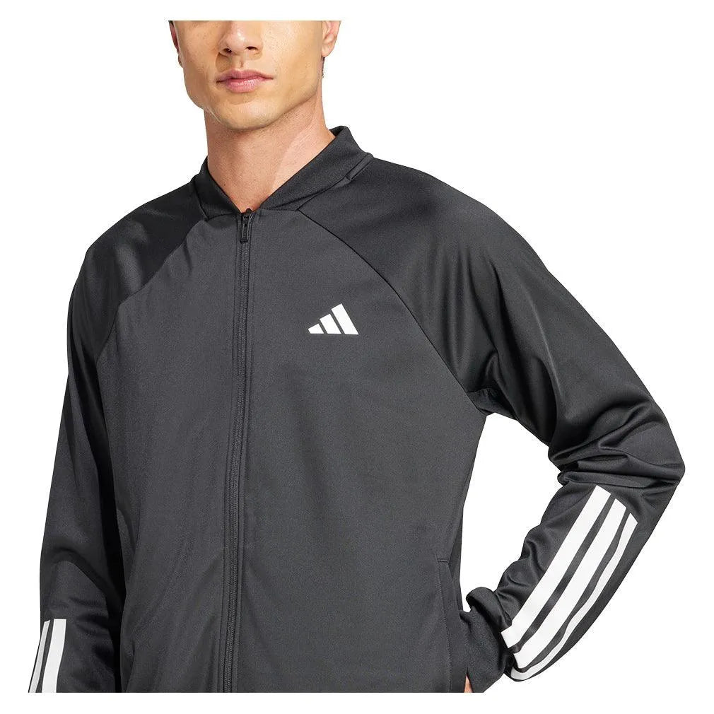 Men's 3 Stripe Knit Tennis Jacket BlackTienda Tennis
