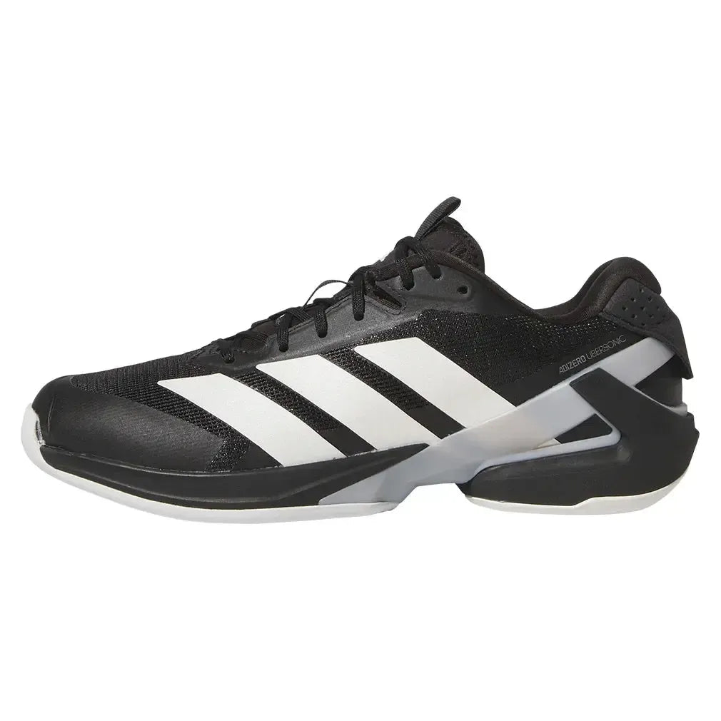 Men's Adizero Ubersonic 5 Tennis Shoes Core Black and Silver MetallicTienda Tennis