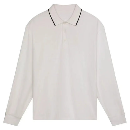 Men's Courtside Long Sleeve Tennis Polo WhiteTienda Tennis